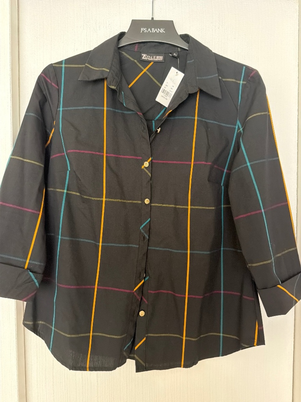 New York & Company 7th Avenue Plaid Button-Down Shirt – Medium NWT